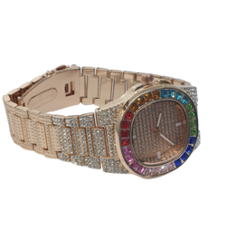WTD0002- Rose Gold Multicolour Diamante Watch