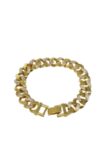 SBD0003- Gold, Cuban Link Half Stone Bracelet