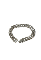 SBD0004- Silver, Cuban Link Half Stone Bracelet