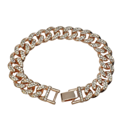 SBD0001- Rose Gold, Cuban Link Full Stone Bracelet