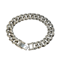 SBD0002- Silver, Cuban Link Full Stone Bracelet