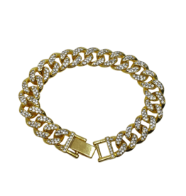 SBD0005- Gold, Cuban Link Full Stone Bracelet