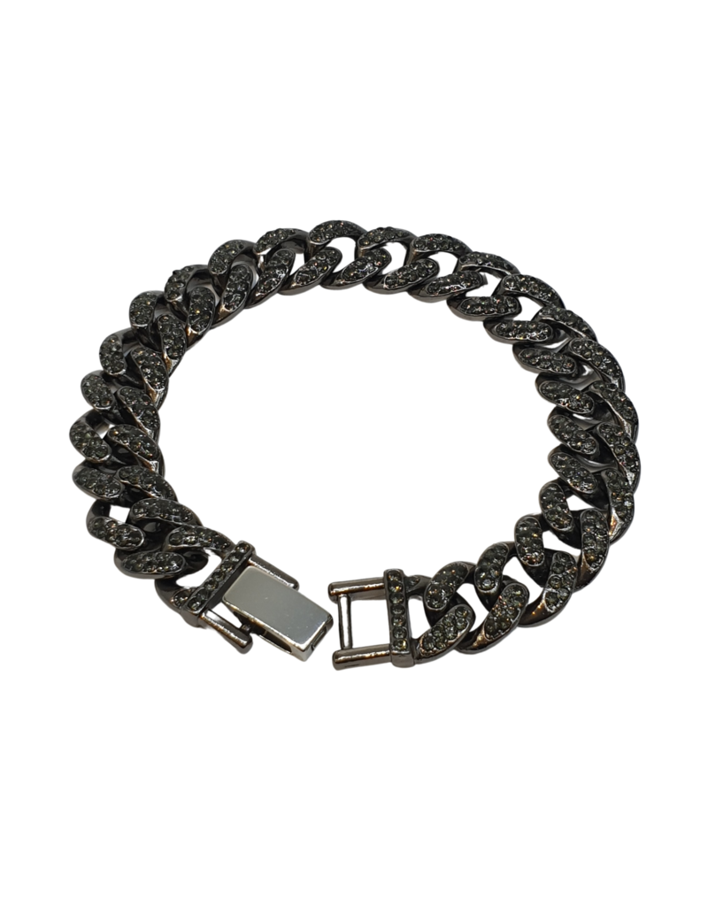 SBD0010- Black, Cuban Link Full Stone Bracelet