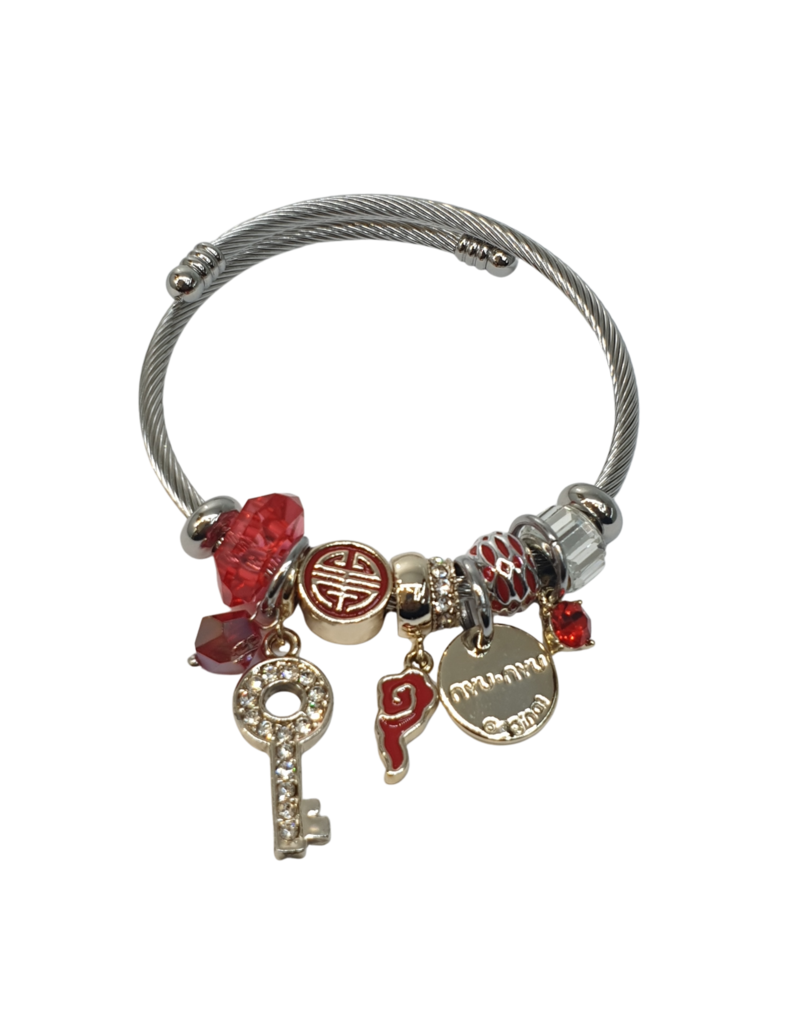 BAF0002 - Red, Key Charm Bracelet