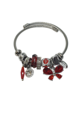 BAF0003 - Red, Butterfly, Square Charm Bracelet