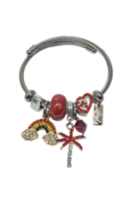 BAF0005 - Red, Palm, Rainbow, Hearts Charm Bracelet