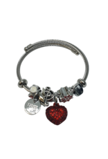 BAF0011 - Red, Heart, Flower, Music Note Charm Bracelet