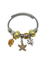 BAF0018 - Yellow, Mustard, Starfish, Leaf Charm Bracelet