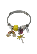 BAF0021 - Yellow, Palm, Rainbow, Hearts Charm Bracelet
