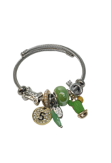 BAF0043 - Green, Cactus, Bone, 5 Charm Bracelet