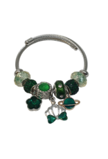 BAF0053 - Emeralad, Olive, Planet, Crown Bow Charm Bracelet