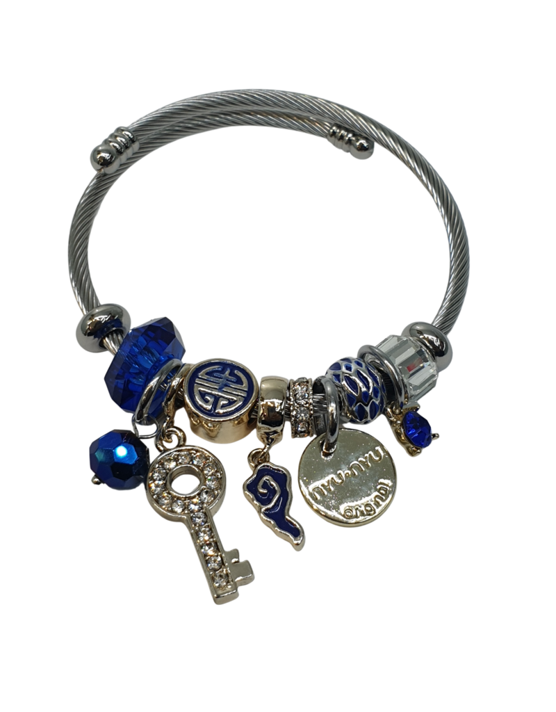 BAF0056 - Dark Blue, Royal Blue, Key Charm Bracelet