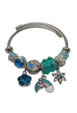 BAF0083 - Blue, Flower, Rainbow Charm Bracelet