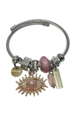 BAF0087 - Pink, Mauve, Eye, Cubes Charm Bracelet