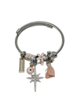 BAF0095 - Pink, Tassle, Star, Evil Eye Charm Bracelet