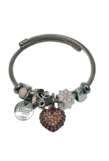 BAF0104 - Mauve, Heart Charm Bracelet