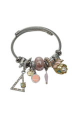 BAF0106 - Pink, Triangle, Pearl Oyster Charm Bracelet