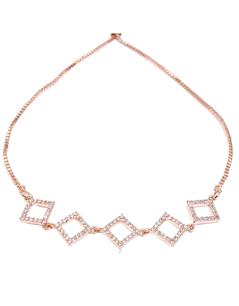 BJI0004 - Rose Gold Squares  Adjustable Bracelet