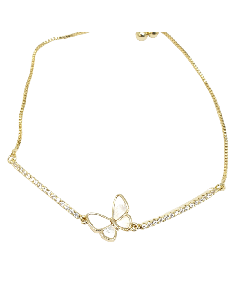 BJI0037 - Gold Butterfly  Adjustable Bracelet