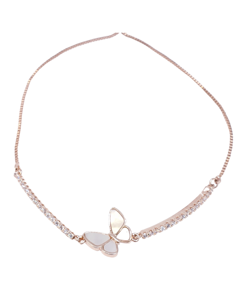 BJI0039 - Rose Gold Butterfly  Adjustable Bracelet
