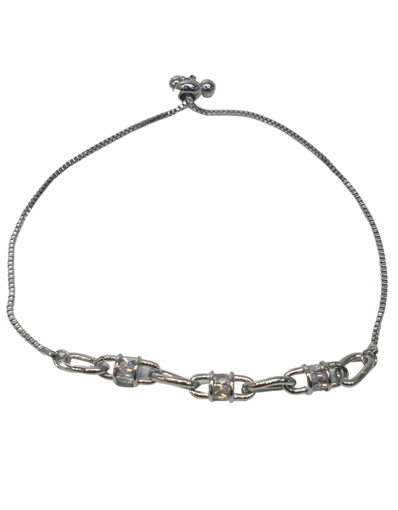 BJI0064 - Silver   Adjustable Bracelet