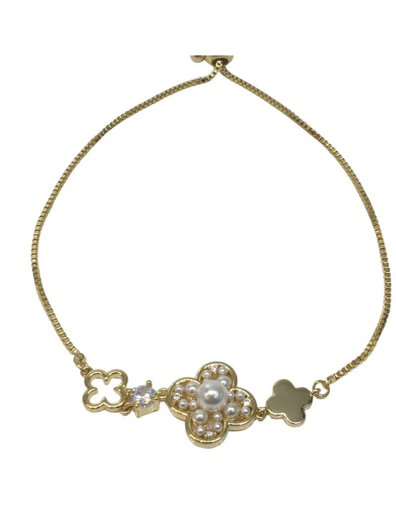 BJI0067 - Gold Clove Pearl Adjustable Bracelet