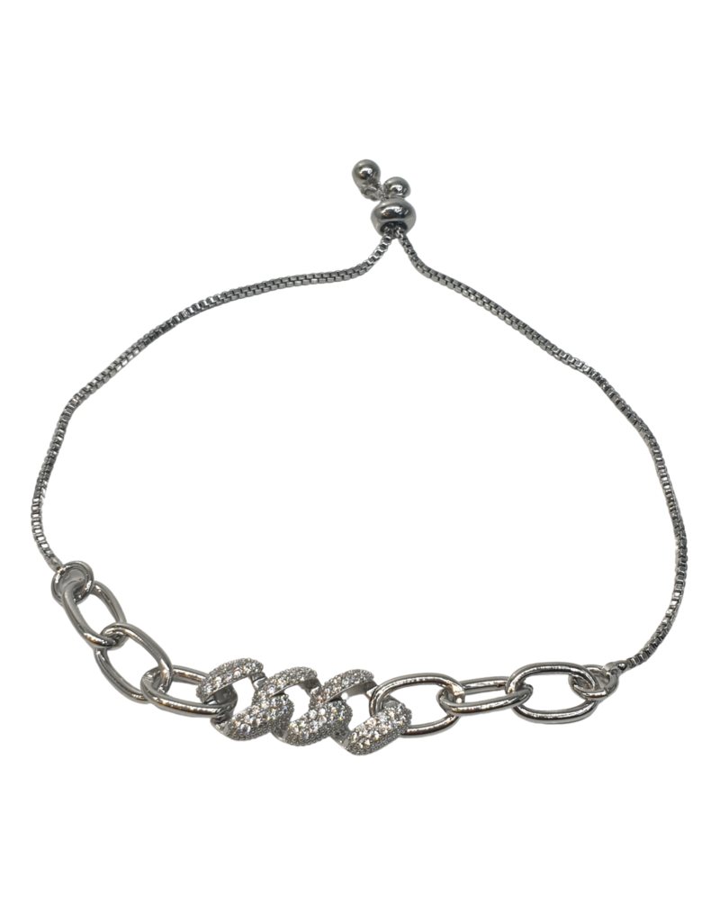 BJI0073 - Silver S Link   Adjustable Bracelet