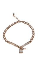 BJI0120 - Rose Gold Lock, Key  Adjustable Bracelet