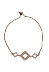 BJI0124 - Rose Gold Square, White  Adjustable Bracelet