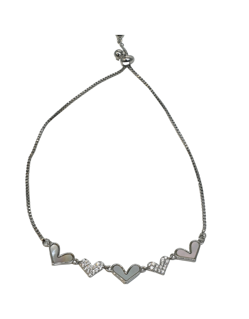 BJI0129 - Silver Heart  Adjustable Bracelet