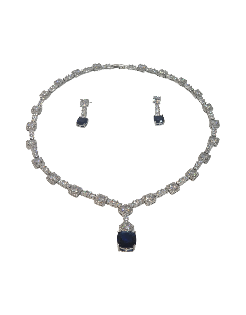 CSE0019 - Silver, Blue Stone Formal Set