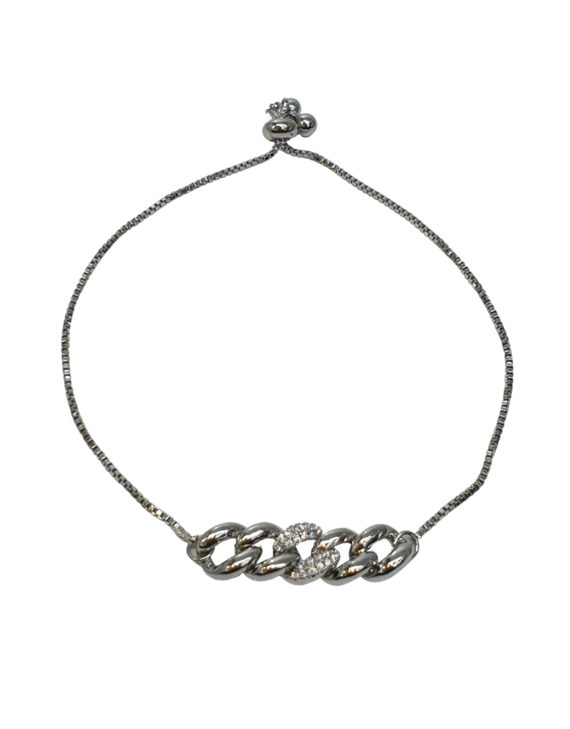 BJI0017 - Silver Link  Adjustable Bracelet