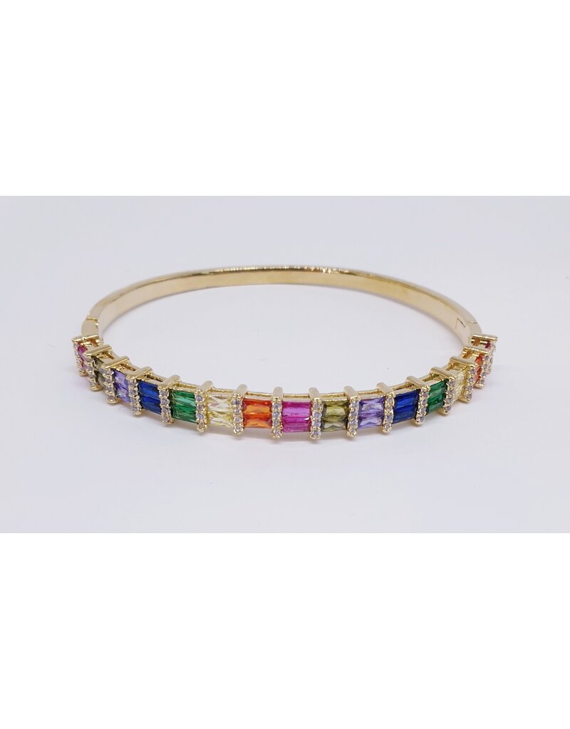 BGJ0021 - Gold, Baguette, Multicolour Bangle