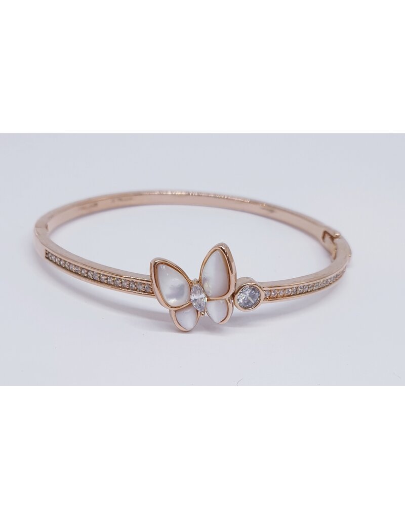BGJ0025 - Rose Gold, Butterfly, Diamante Bangle