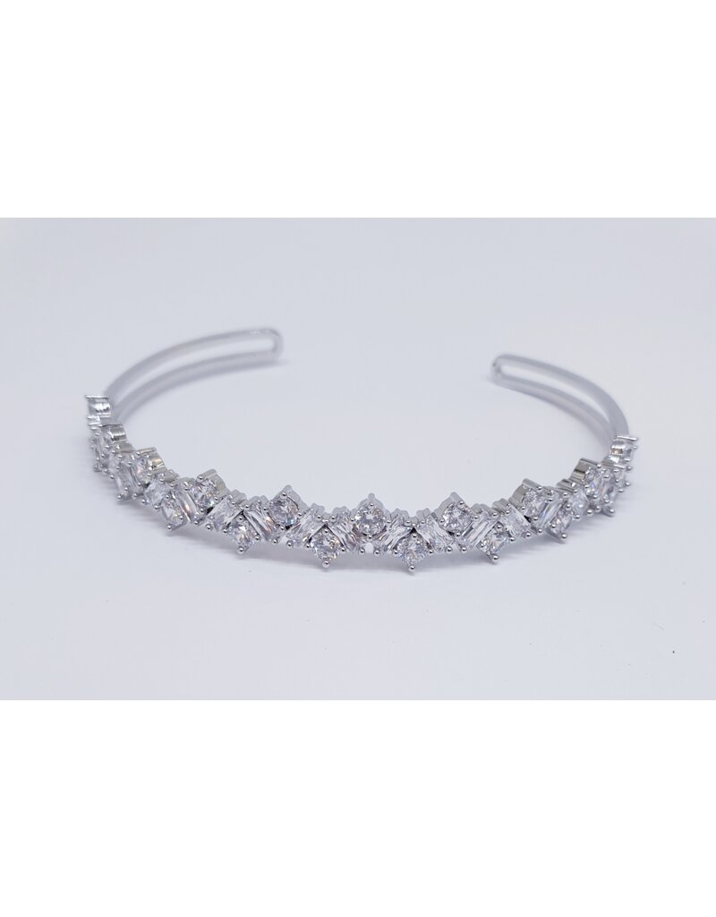 BGJ0027 - Silver, Baguette, Diamante Bangle