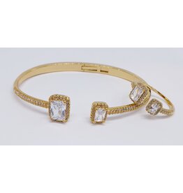 BIA0010 - Gold Rect Bangle Ring Set