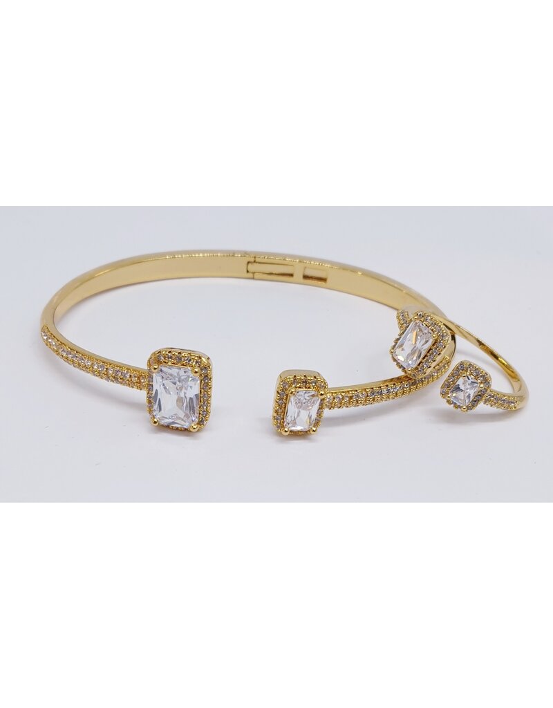 BIA0010 - Gold Rect Bangle Ring Set