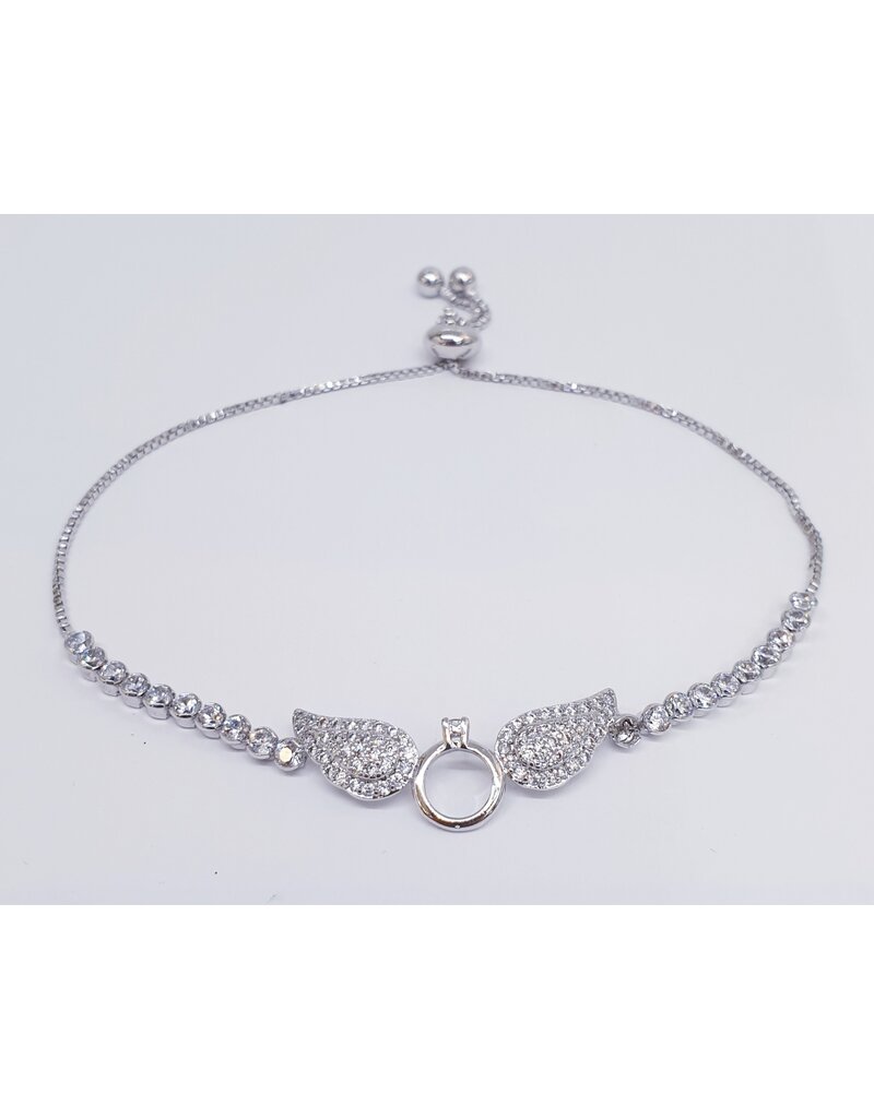 BJJ0008 - Ring Wings, Silver Adjustable Bracelet