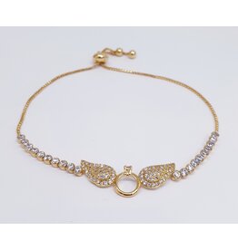 BJJ0007 - Ring Wings, Gold Adjustable Bracelet