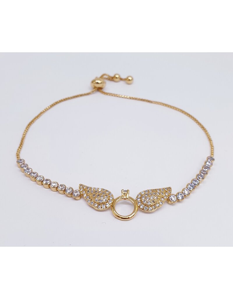 BJJ0007 - Ring Wings, Gold Adjustable Bracelet