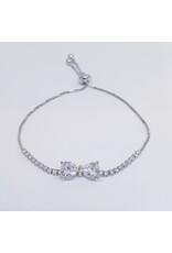 BJJ0005 - Bow, Silver Adjustable Bracelet