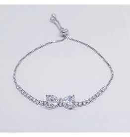 BJJ0005 - Bow, Silver Adjustable Bracelet