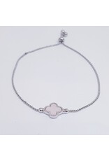 BJJ0012 - Clover, Silver Adjustable Bracelet