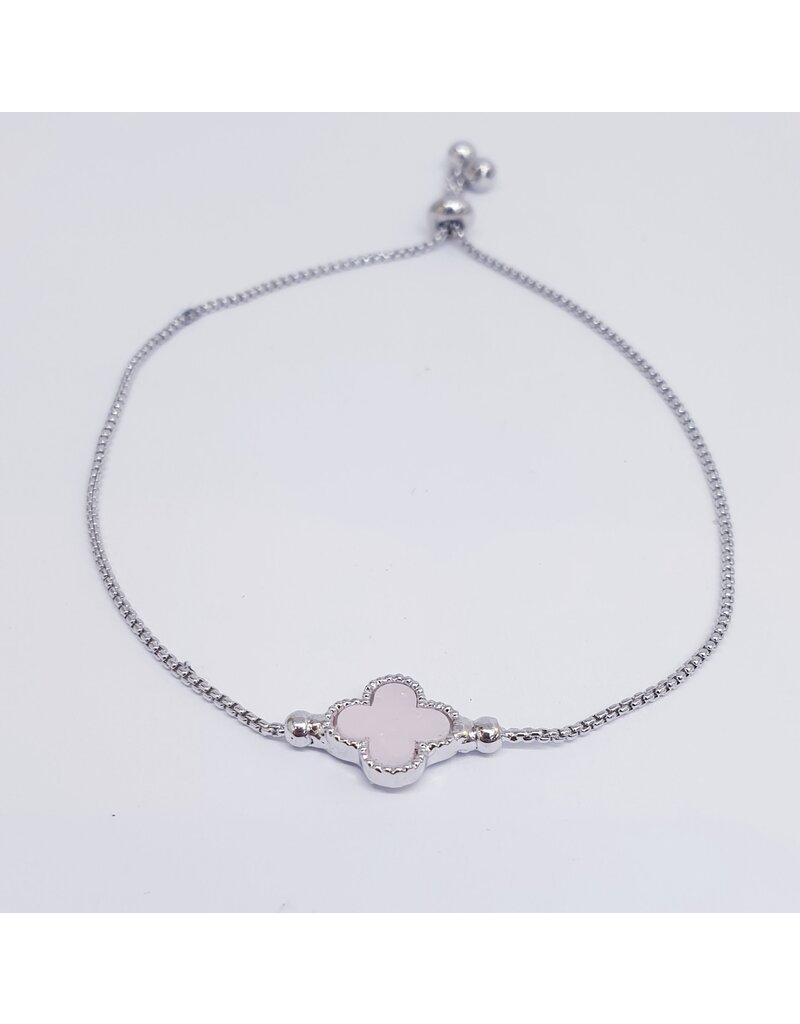 BJJ0012 - Clover, Silver Adjustable Bracelet