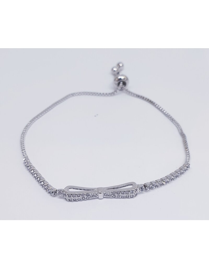 BJJ0024 - Bow, Silver Adjustable Bracelet