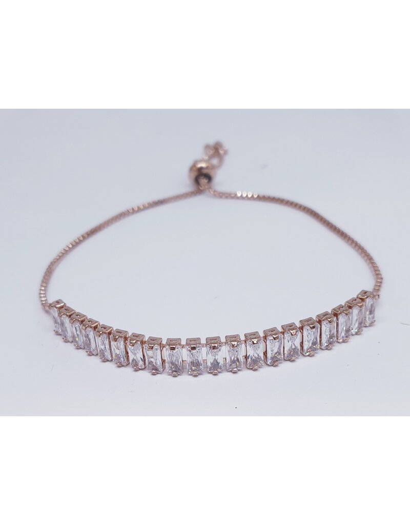 BJJ0036 - Baguette, Rose Gold Adjustable Bracelet