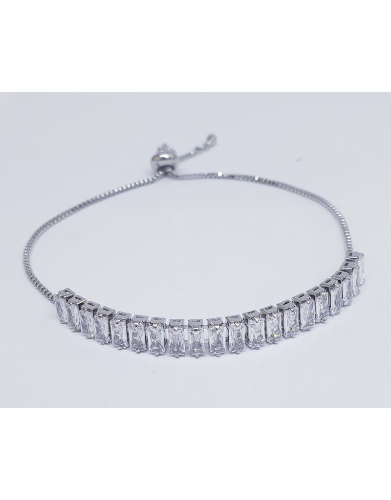 BJJ0037 - Baguette, Silver Adjustable Bracelet