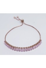 BJJ0040 - Baguette, Rose/Pink Adjustable Bracelet