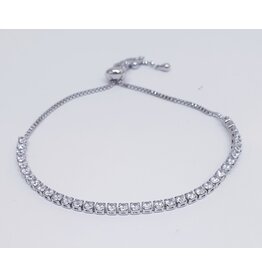 BJJ0043 - Tennis, Silver Adjustable Bracelet