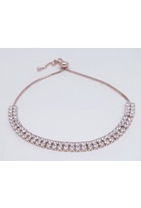 BJJ0047 - Double Row Tennis, Rose Gold Adjustable Bracelet